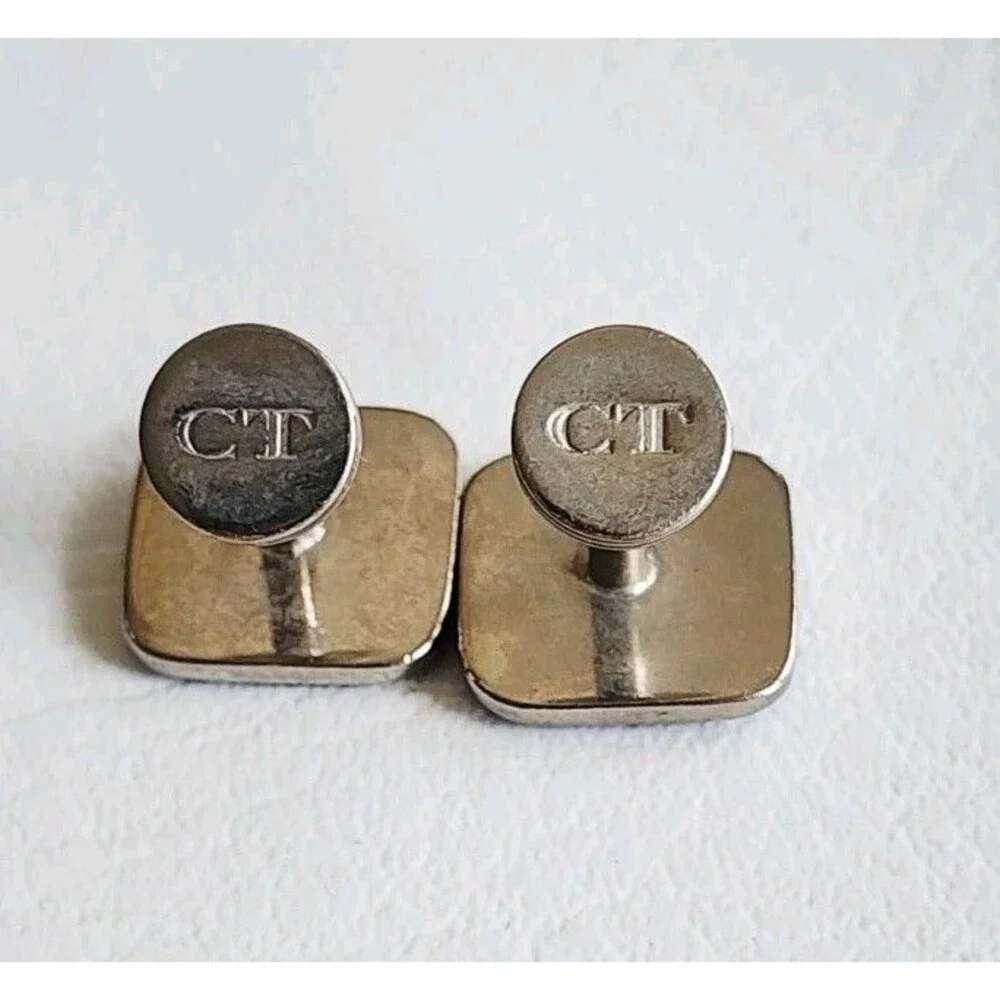 Cufflinks Genuine Charles Tyrwhitt Blue Enameled Silver-Plated Square Made in UK